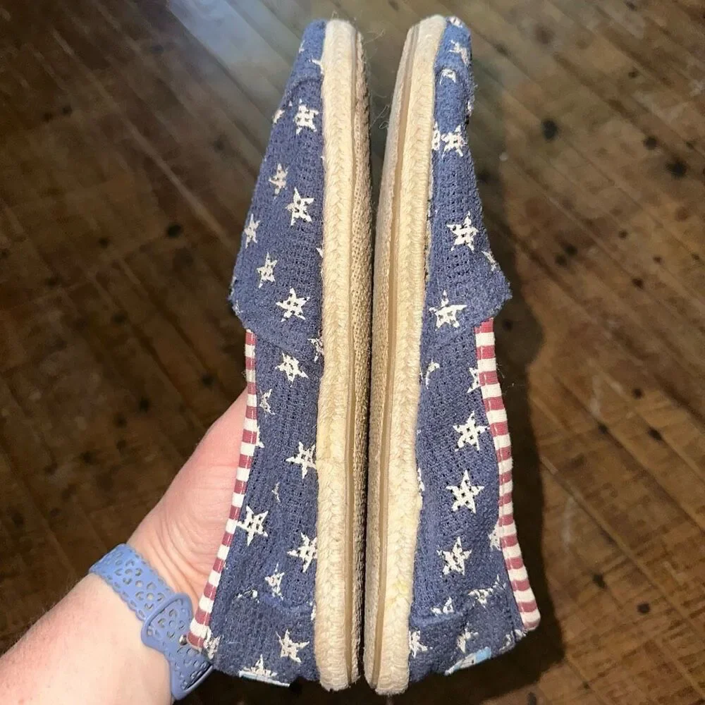 Tom’s Americana patriotic 8.5 raffia woven slip on shoes - Picture 5 of 7